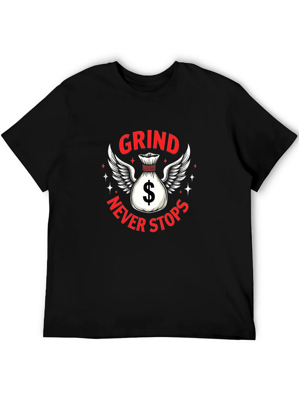 Grind Never Stops Black Graphic T-Shirt