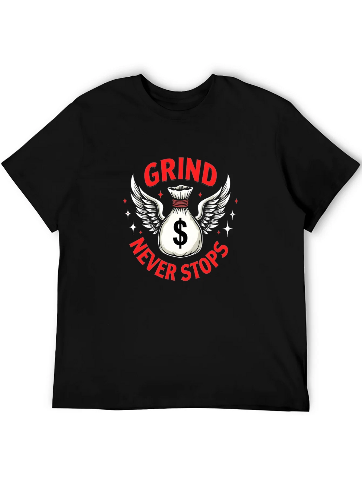 Grind Never Stops Black Graphic T-Shirt