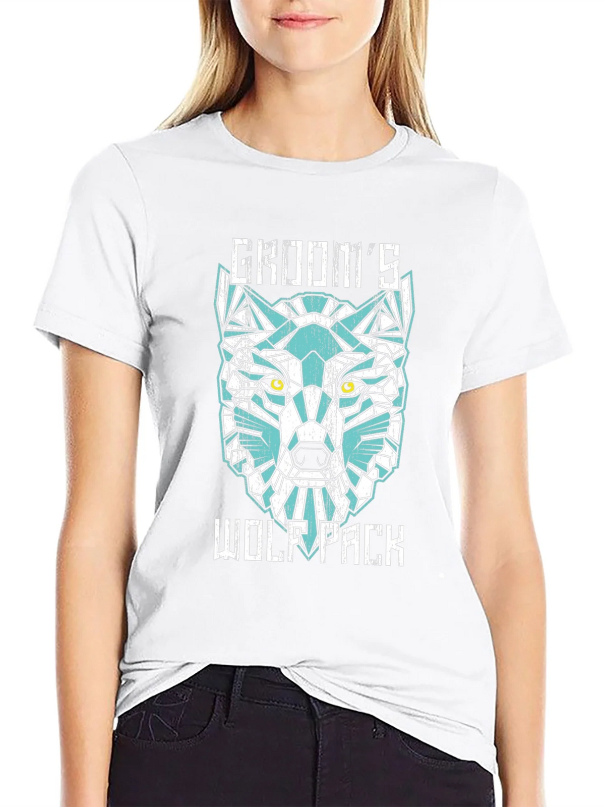 Grooms Wolf Pack Graphic Tee - Modern Geometric Design product image 8