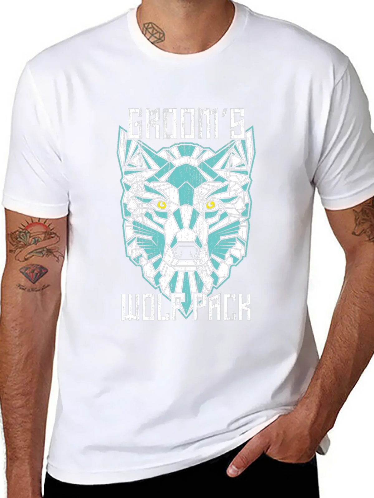 Grooms Wolf Pack Graphic Tee - Modern Geometric Design product image 7