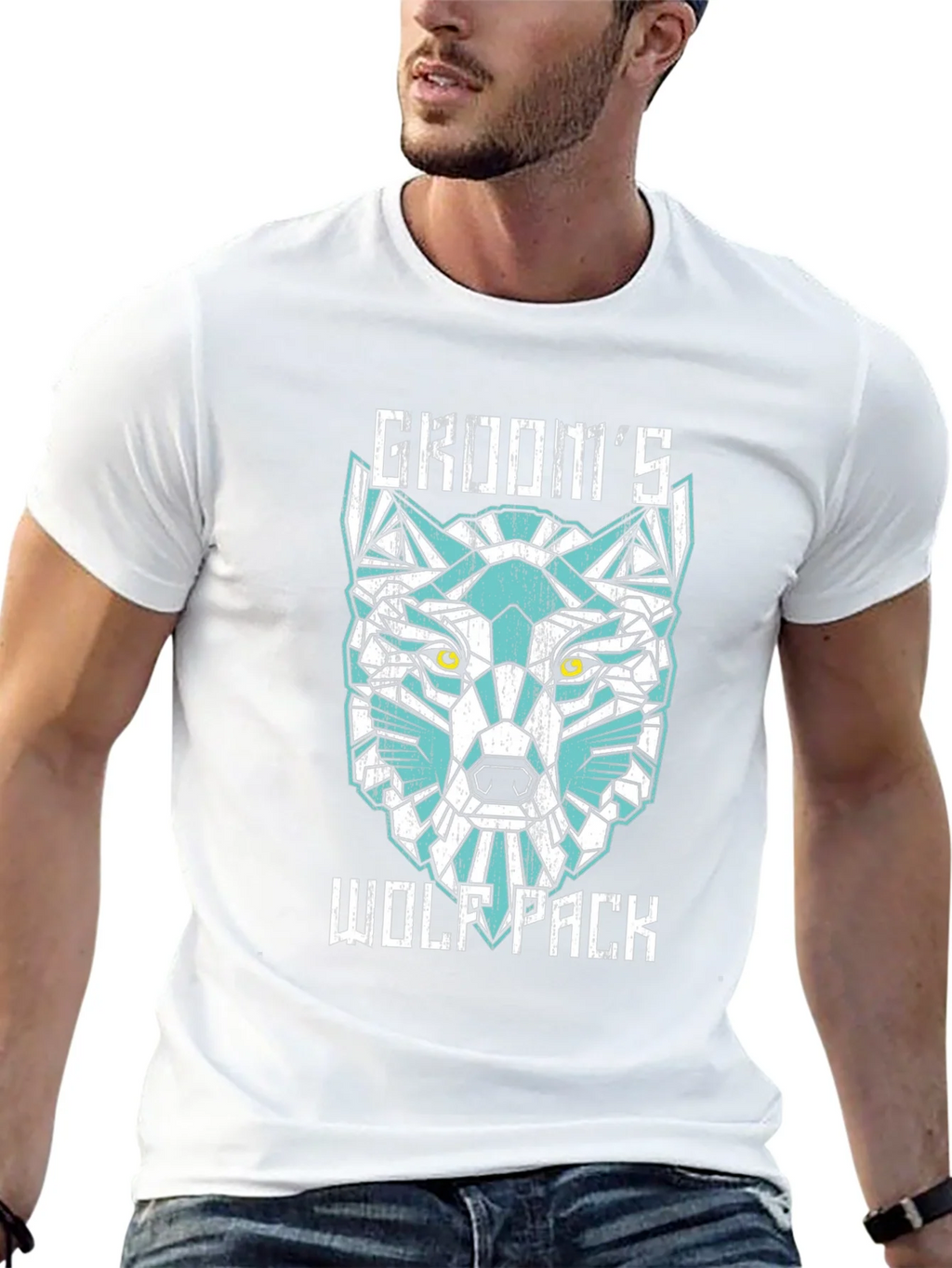 Grooms Wolf Pack Graphic Tee - Modern Geometric Design product image 12