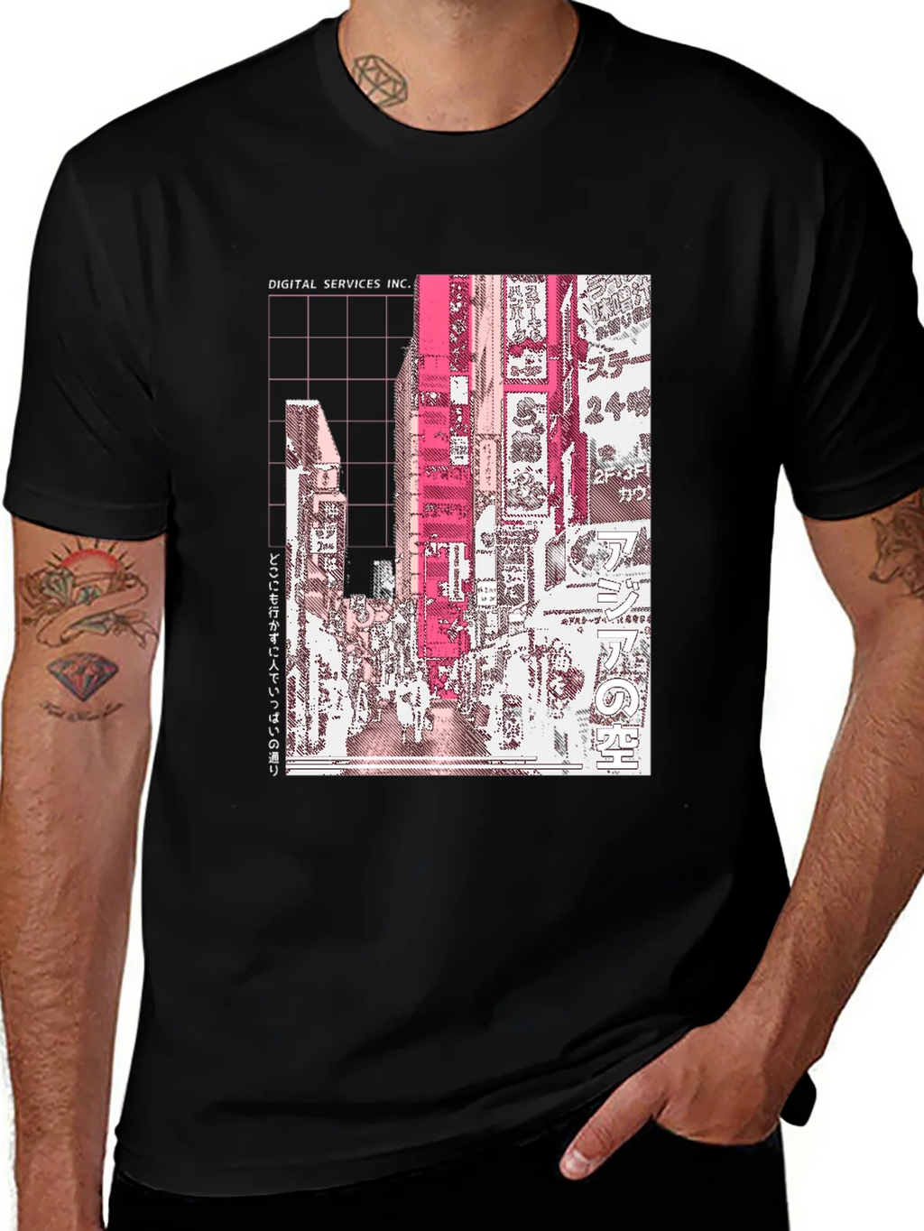 Digital Services Inc. Anime Cityscape Black Tee product image 1