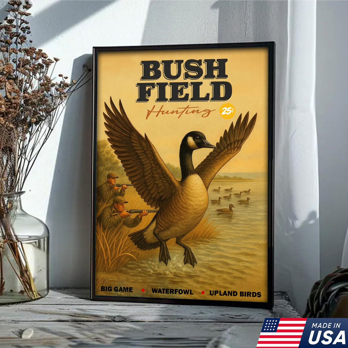 Set Of 3 Vintage Hunting & Fishing Canvas Wall Art Set – Rustic Lodge Decor Gift for Hunters & Anglers