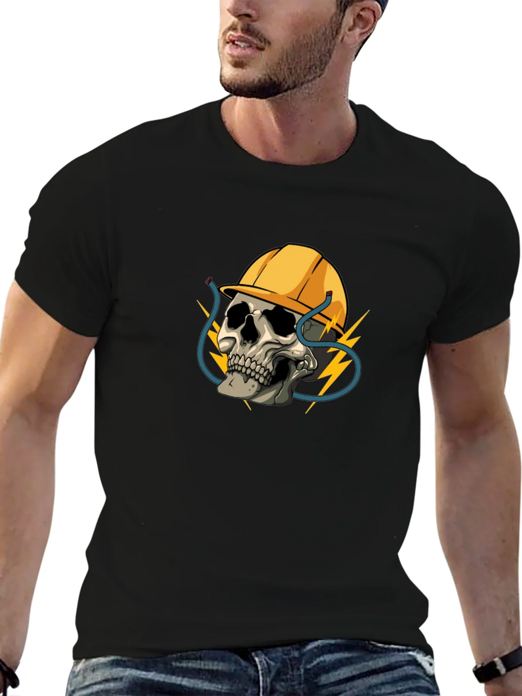 Electrician Skull T-Shirt - Bold Graphic Tee