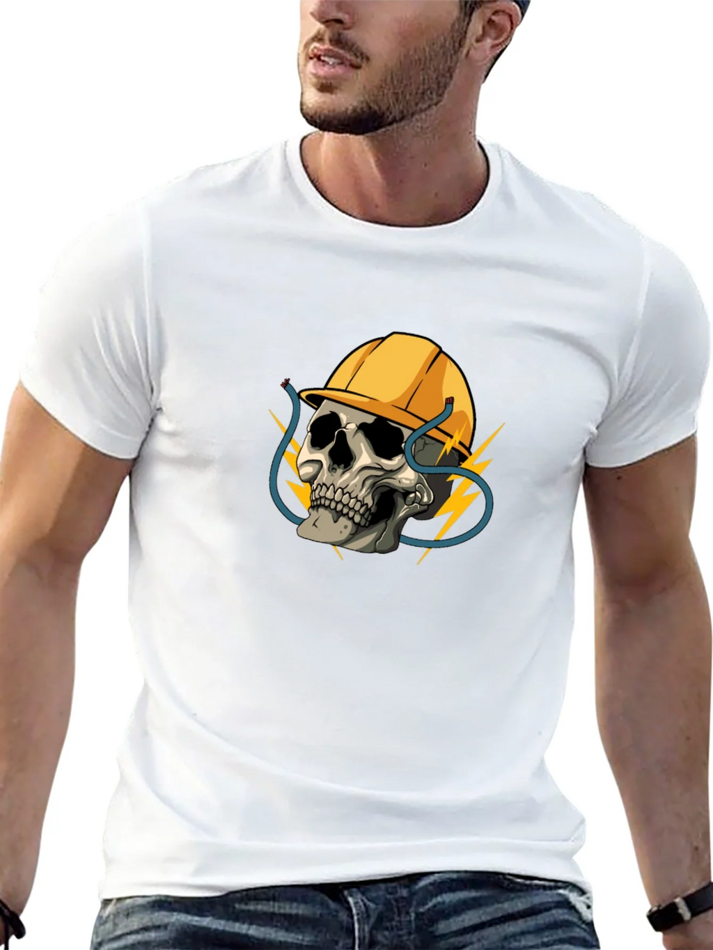 Electrician Skull T-Shirt - Bold Graphic Tee