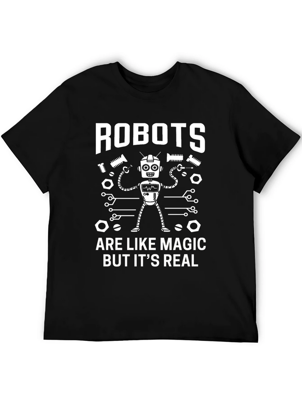 Robots are Like Magic T-Shirt - Black Cotton Blend Tee product image 5