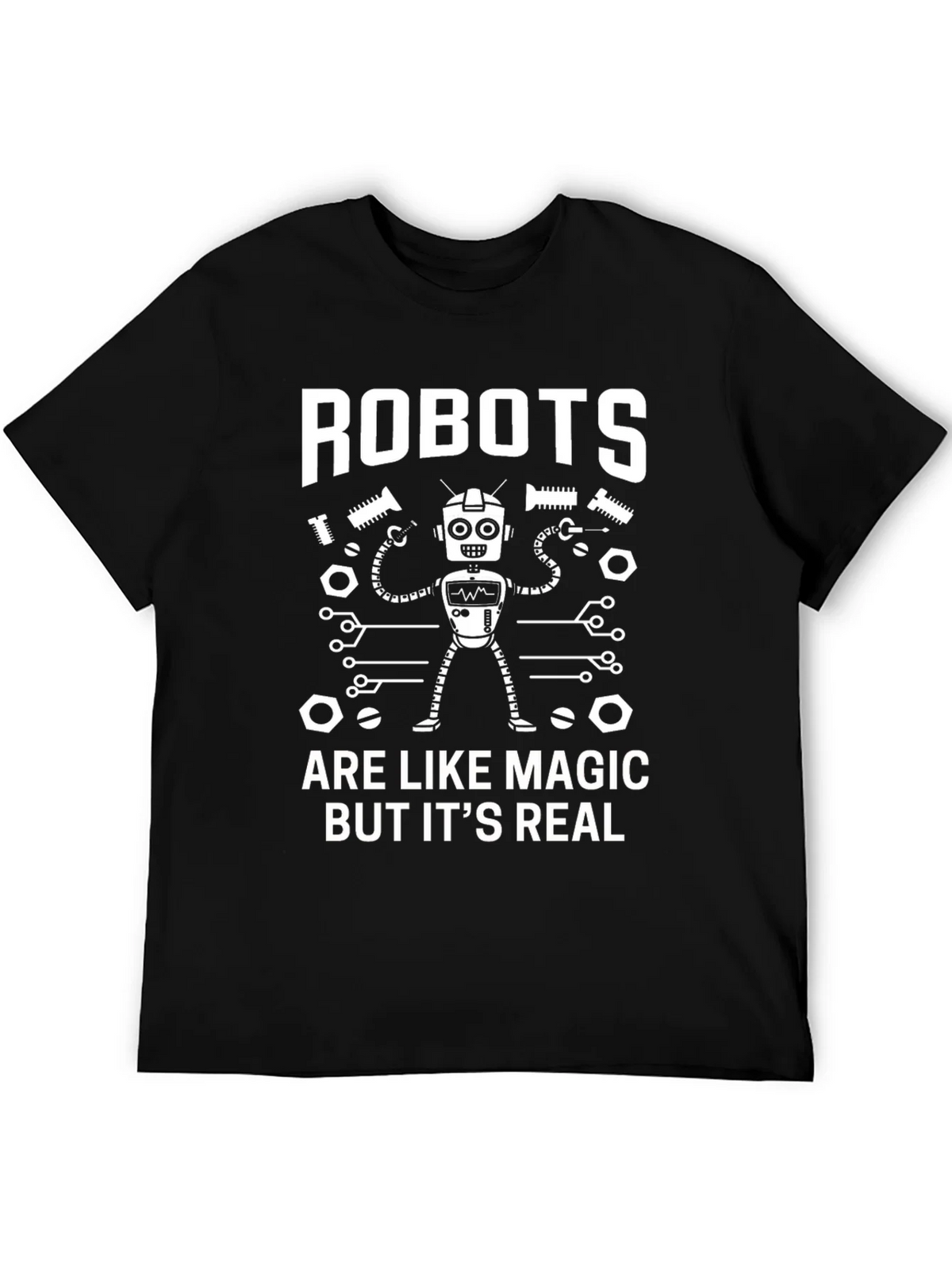 Robots are Like Magic T-Shirt - Black Cotton Blend Tee product image 5