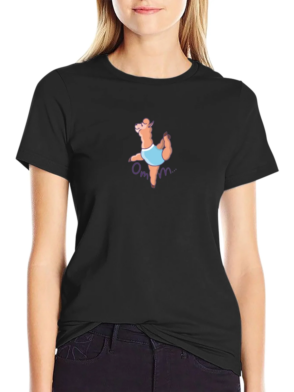 Yoga Llama Mens Graphic T-Shirt - Black product image 1