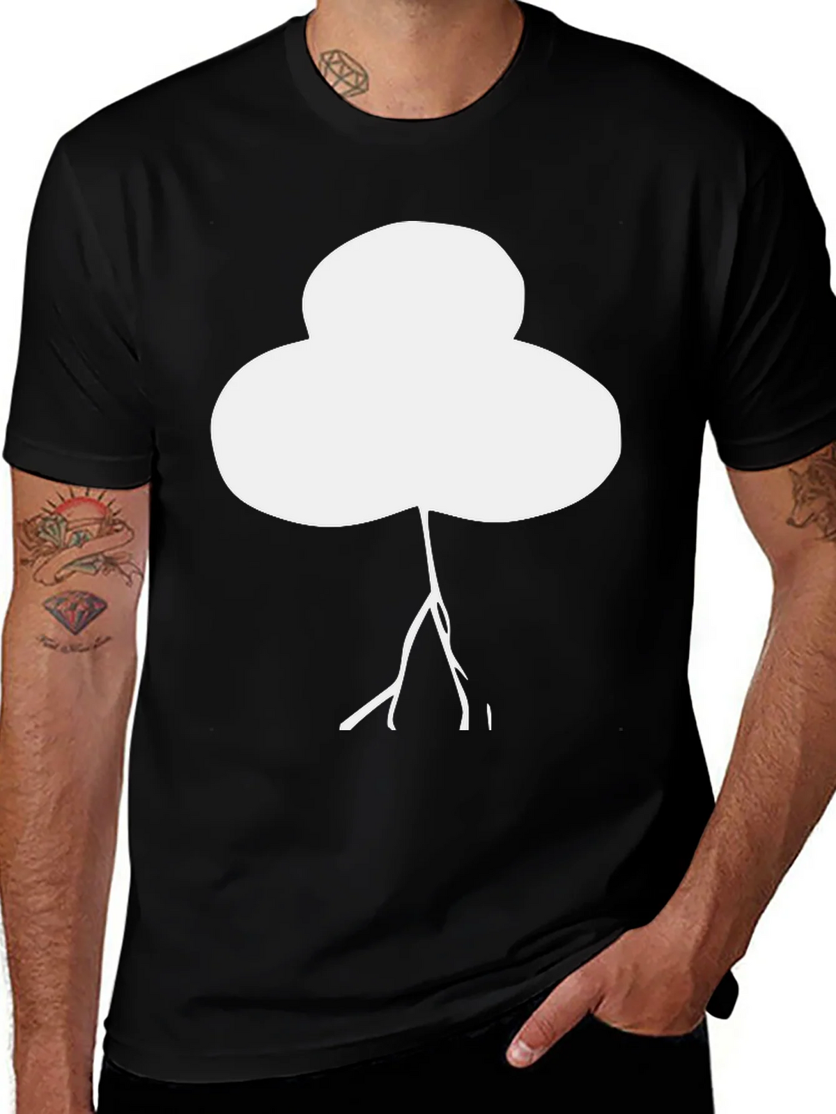 Abstract White Tree Graphic Black T-Shirt product image 1
