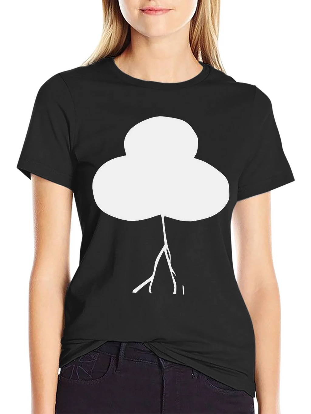 Abstract White Tree Graphic Black T-Shirt product image 2