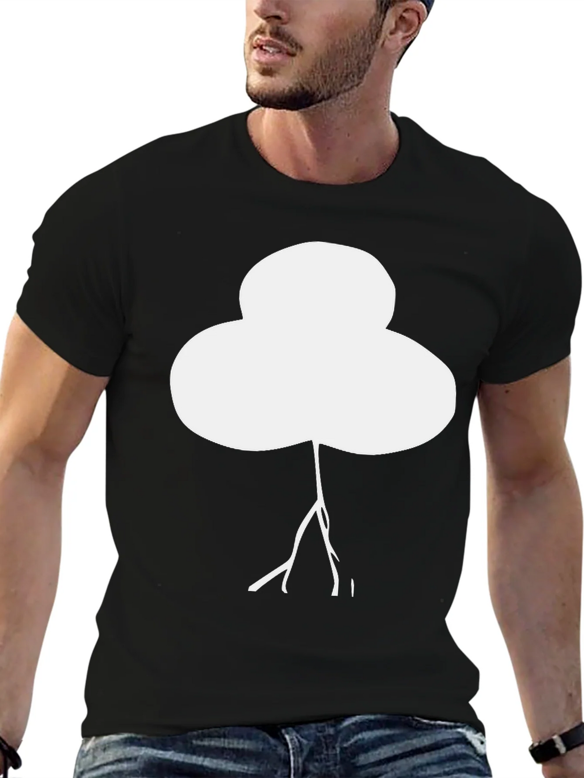 Abstract White Tree Graphic Black T-Shirt product image 6