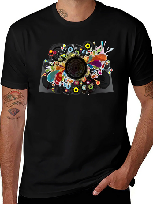 Abstract Speaker Graphic T-Shirt - Mens Black Tee product image 1