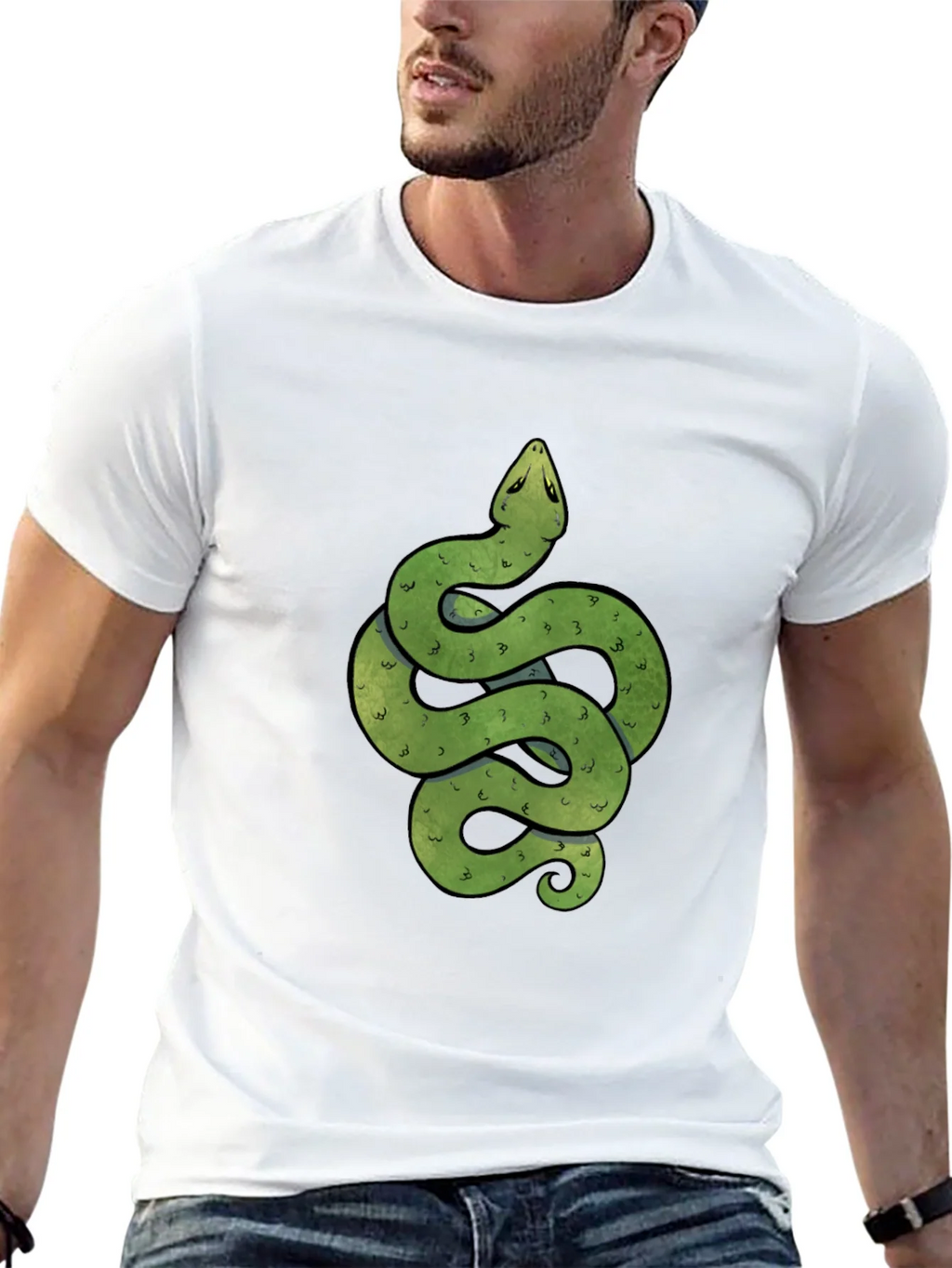 Green Snake Graphic Print Crew Neck T-Shirt product image 12