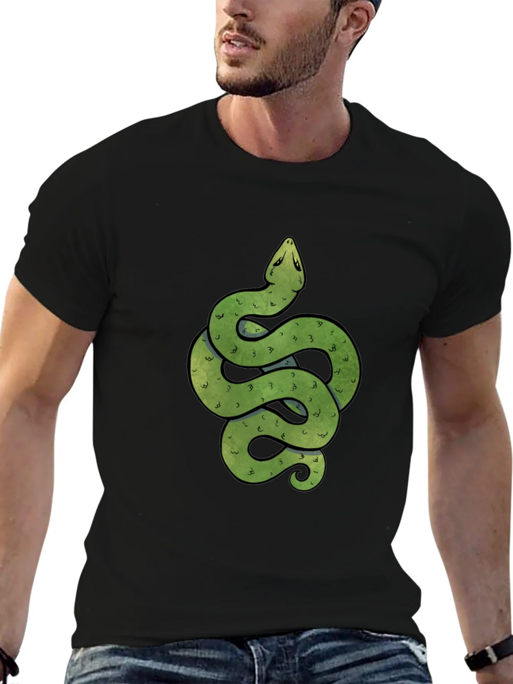Green Snake Graphic Print Crew Neck T-Shirt product image 6