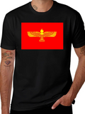 Faravahar Symbol Graphic Tee - Red & Gold product image 1