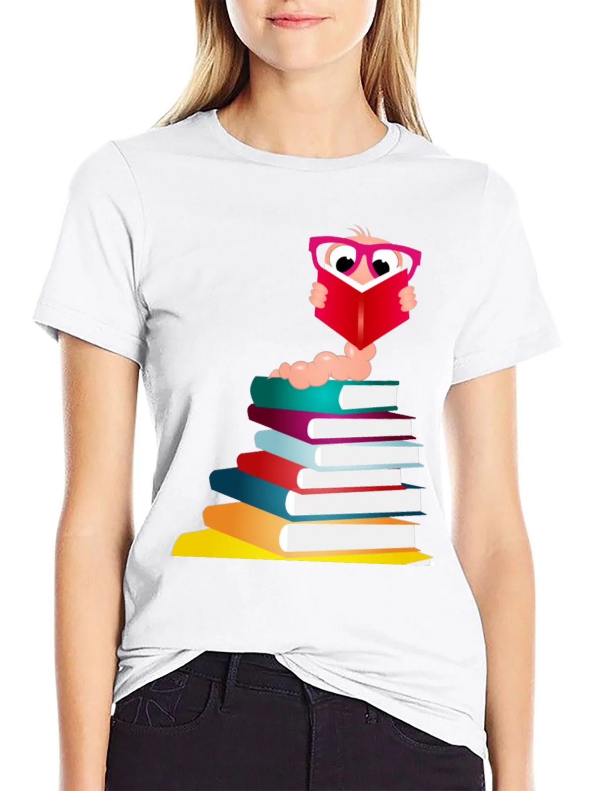 Bookworm Graphic Tee - Black Cotton T-Shirt product image 8