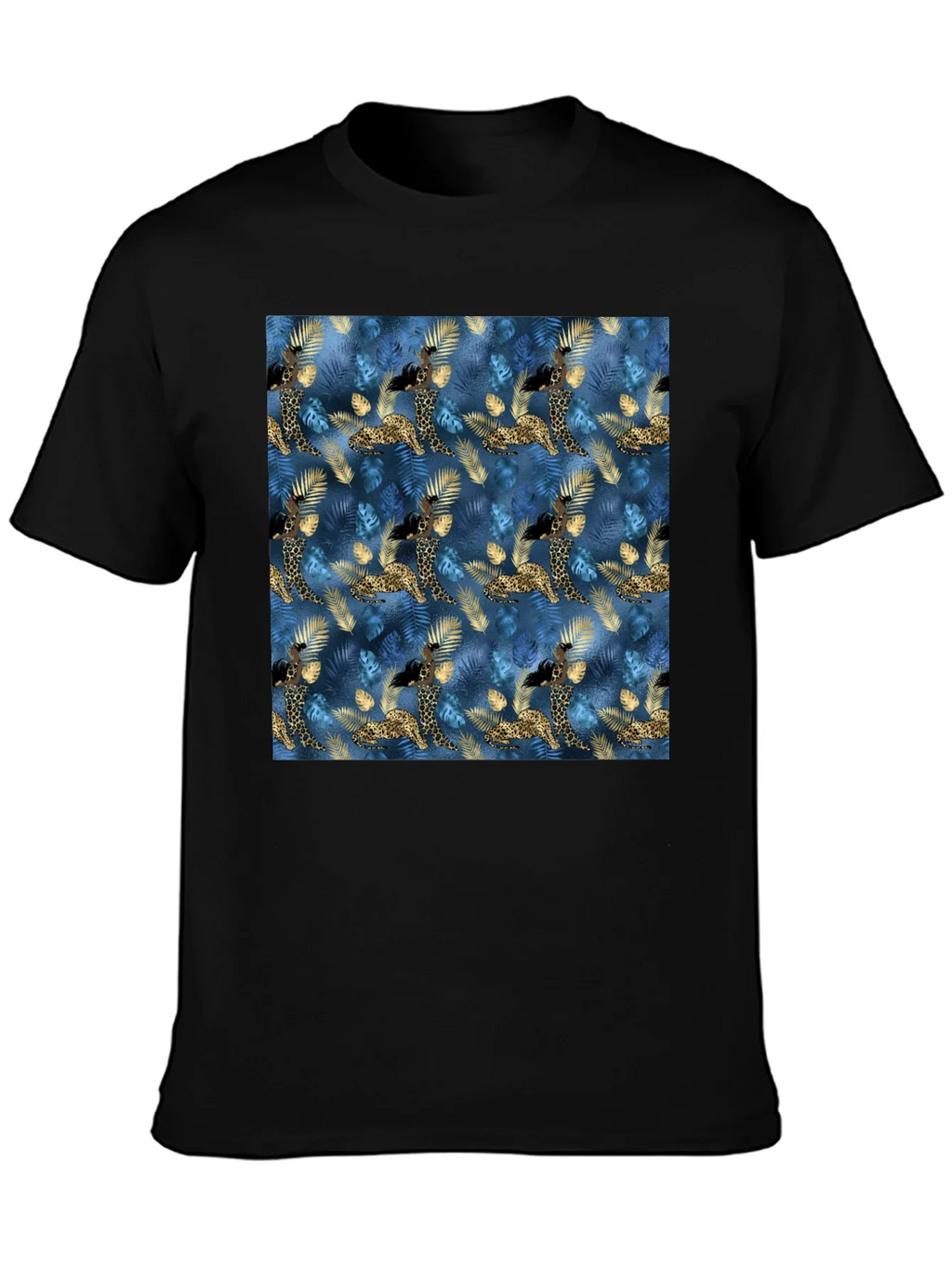 Exotic Giraffe Print Black T-Shirt product image 3