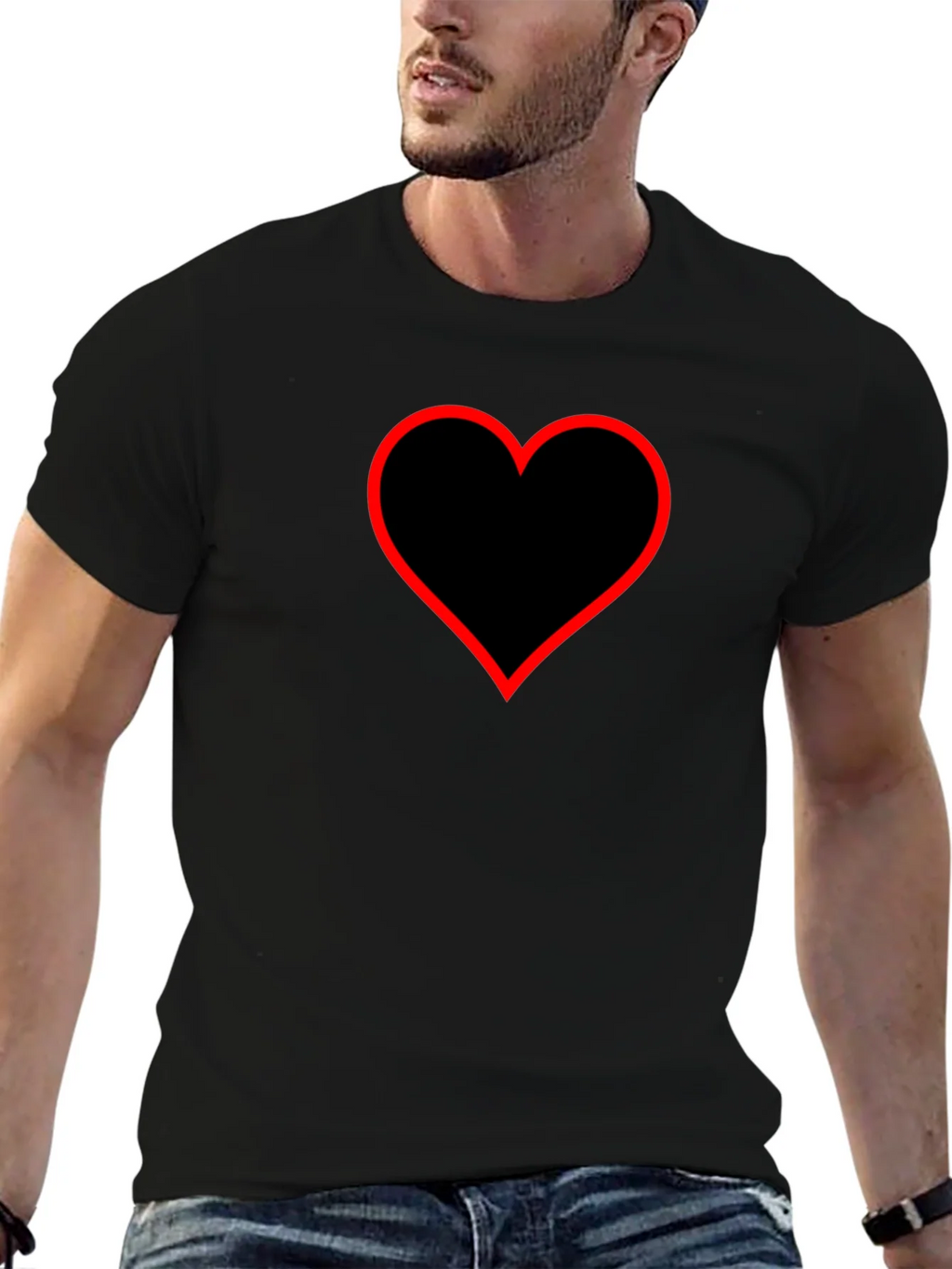 Heart Graphic Tee - Black Cotton Blend product image 6