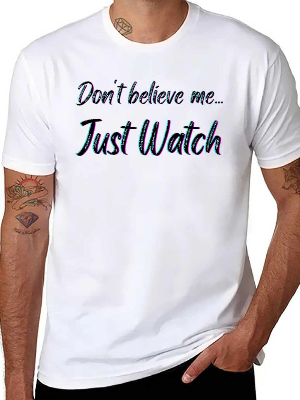 Just Watch Mens Black Graphic Tee product image 7