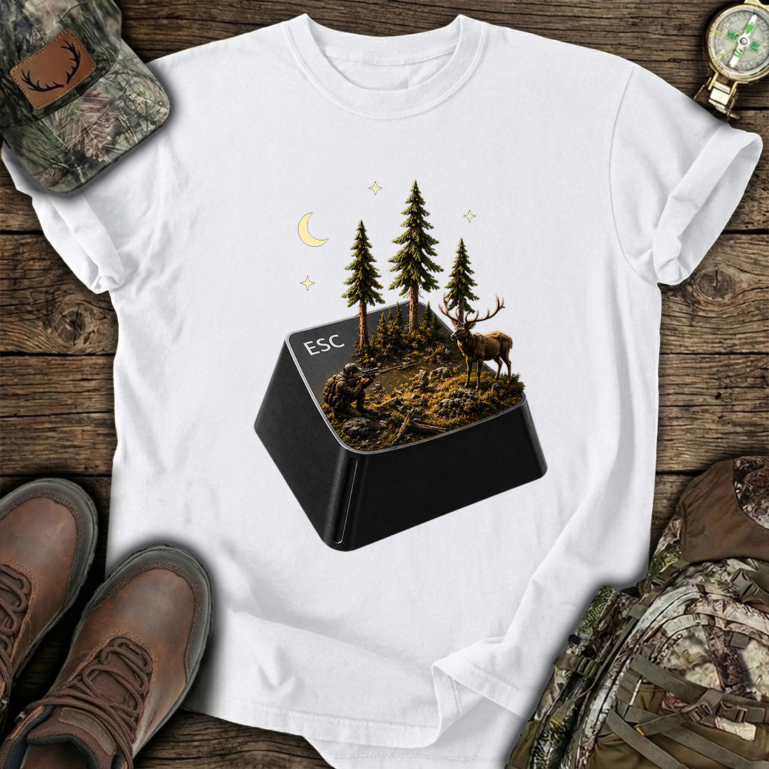 ESC Key Hunting Scene Hunter T-Shirt product image 2