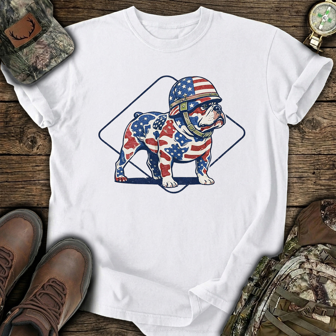Patriotic Bulldog USA Flag T-Shirt product image 1