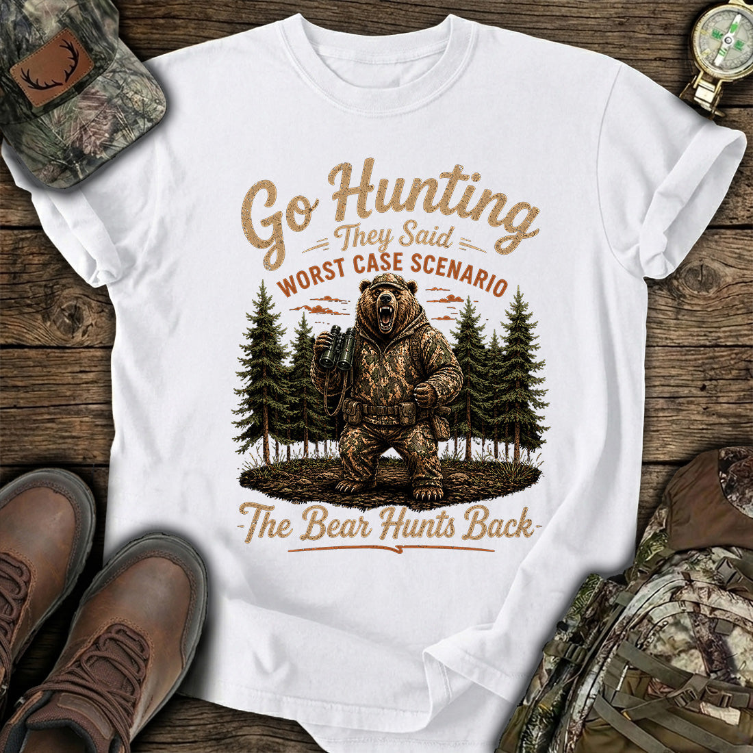 Bear Hunts Back Hunting T-Shirt product image 2