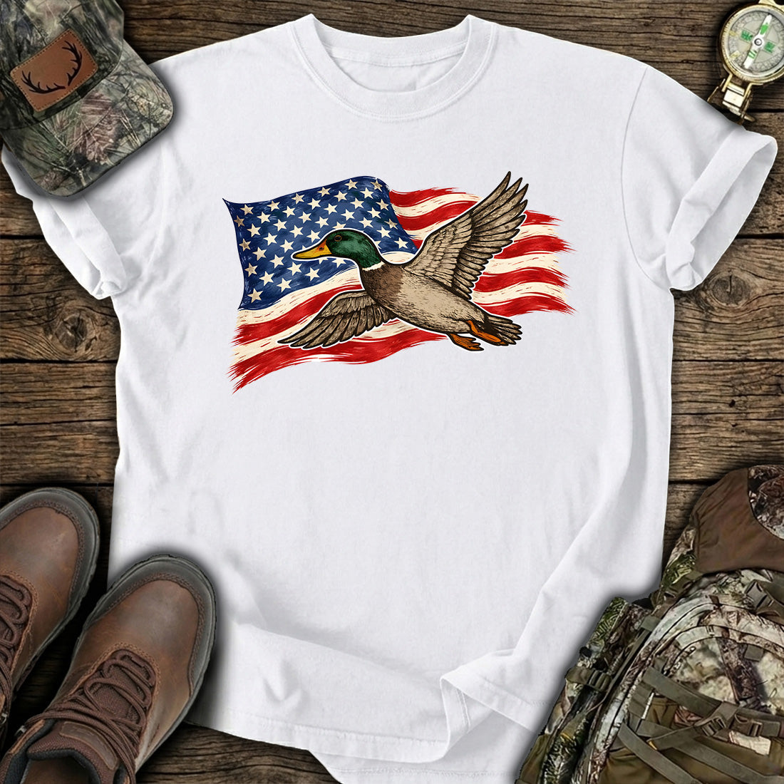 American Flag Duck Hunting T-Shirt product image 1