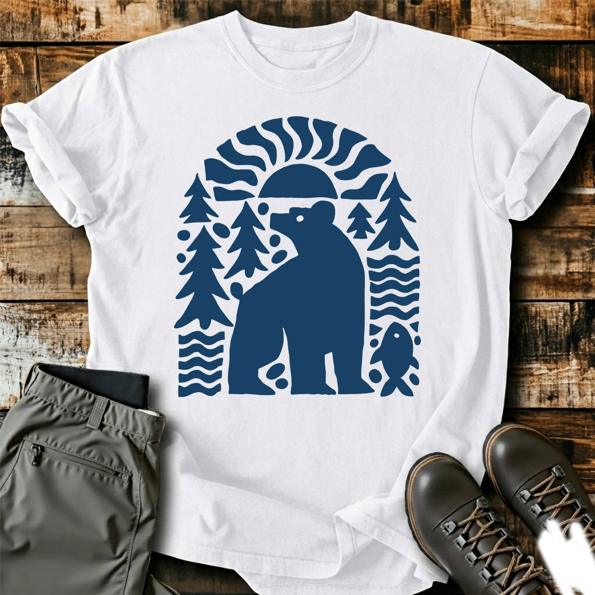 Bear Forest Lake Sunset T-Shirt product image 4