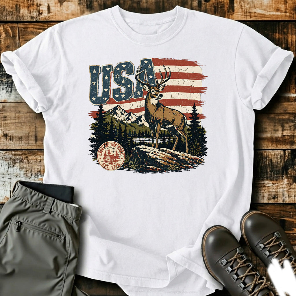 USA Deer Hunting Mountain T-Shirt product image 6
