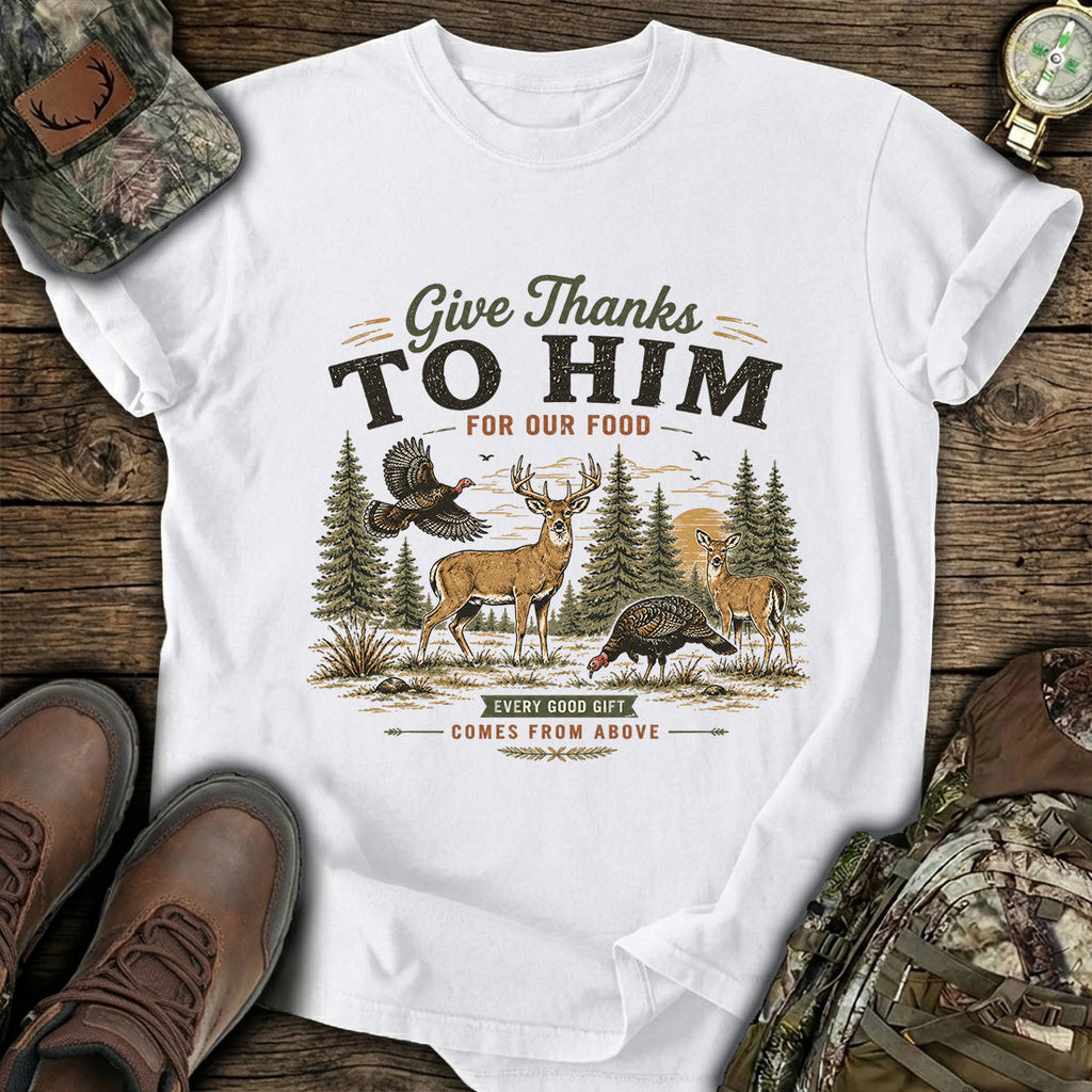 Give Thanks To Him Hunting Deer T-Shirt product image 2