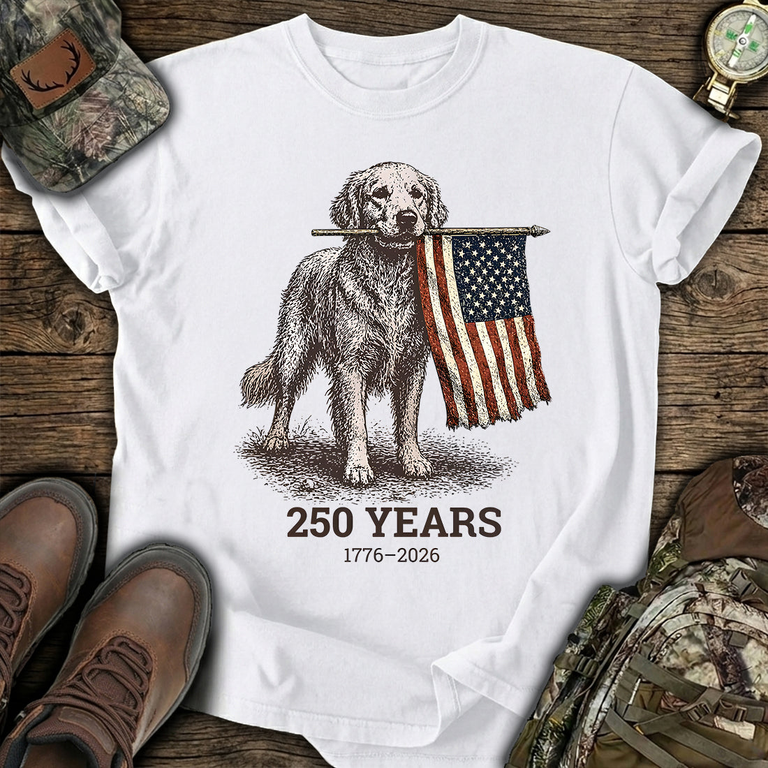 Patriotic Dog 250 Years T-Shirt product image 1