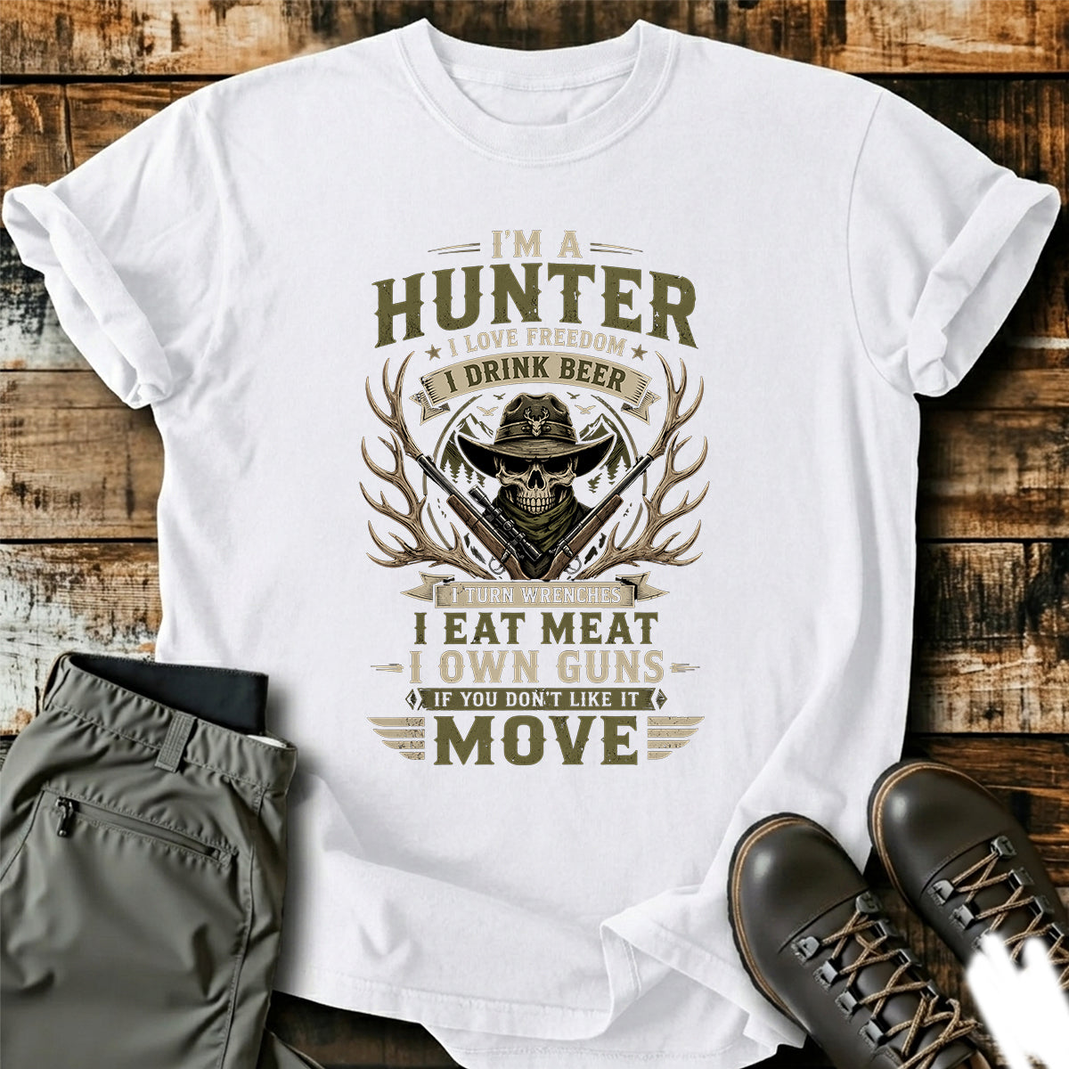 Hunter Skull Beer Freedom T-Shirt product image 7