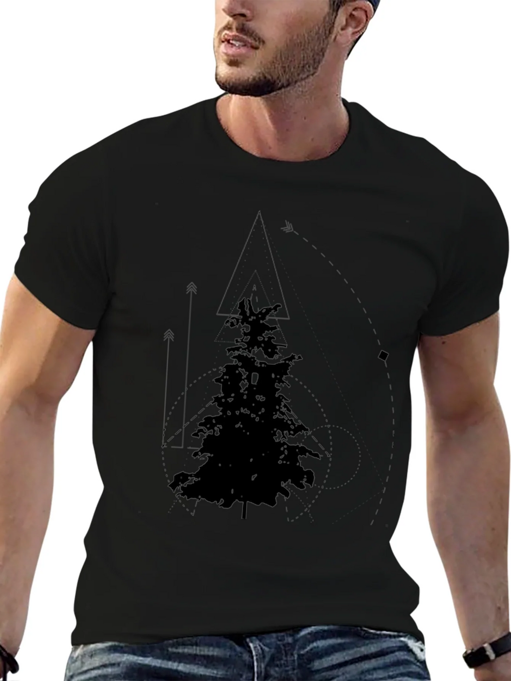 Geometric Pine Tree Graphic Tee - Black product image 6