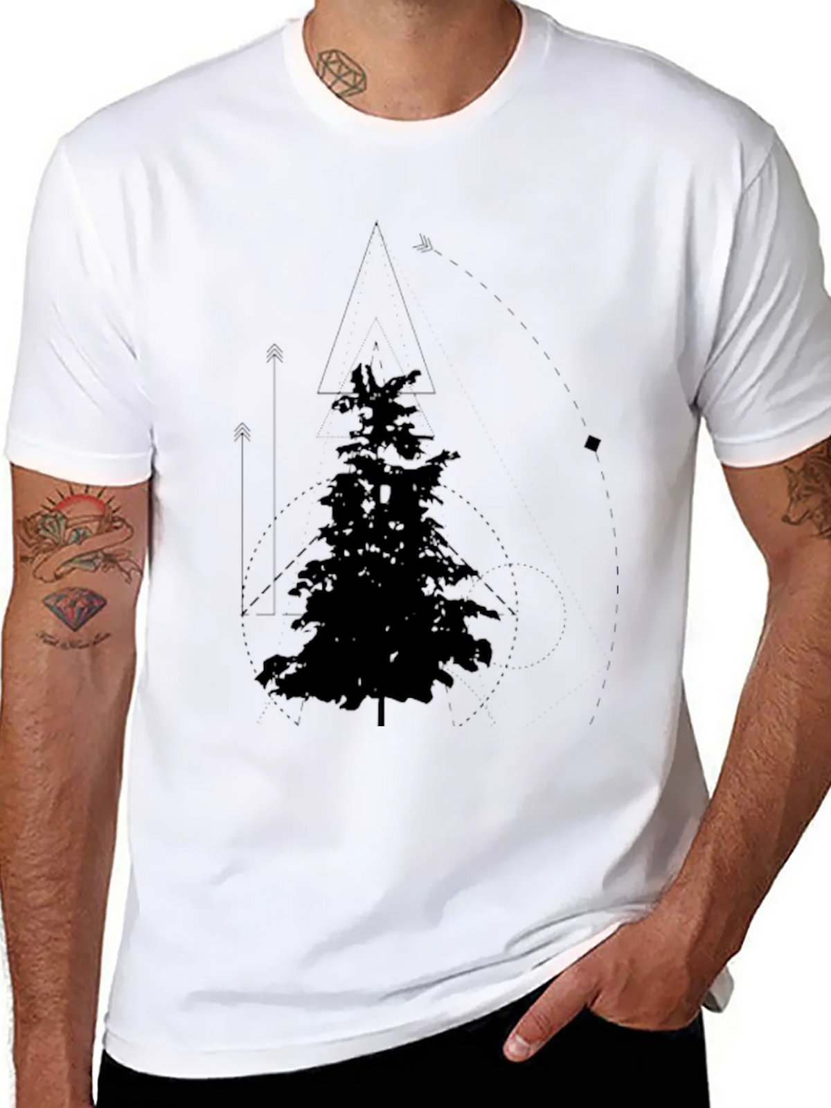 Geometric Pine Tree Graphic Tee - Black product image 7