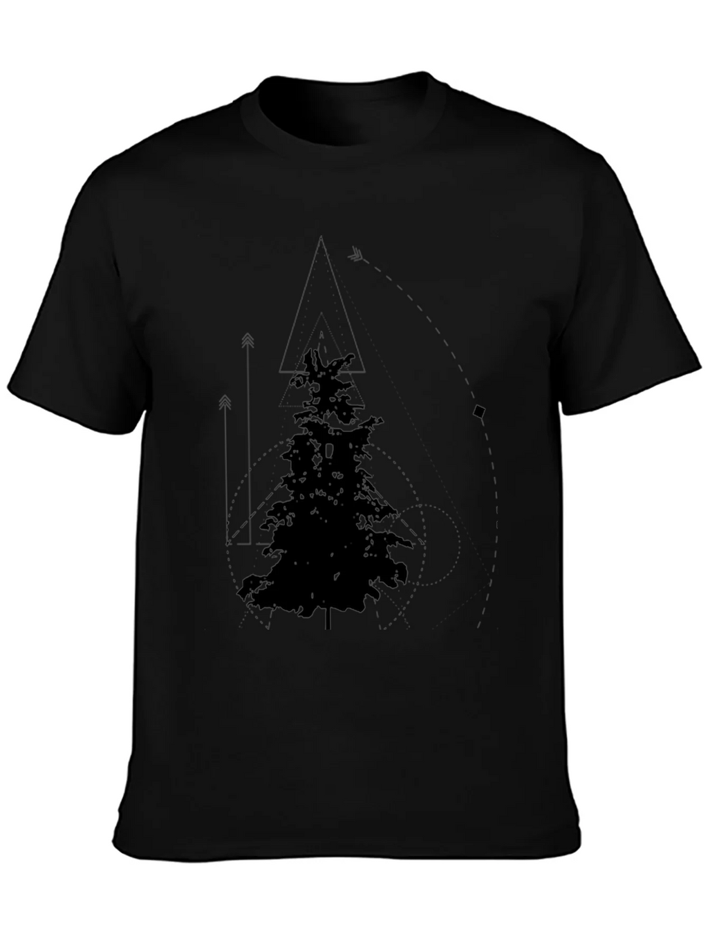 Geometric Pine Tree Graphic Tee - Black product image 3