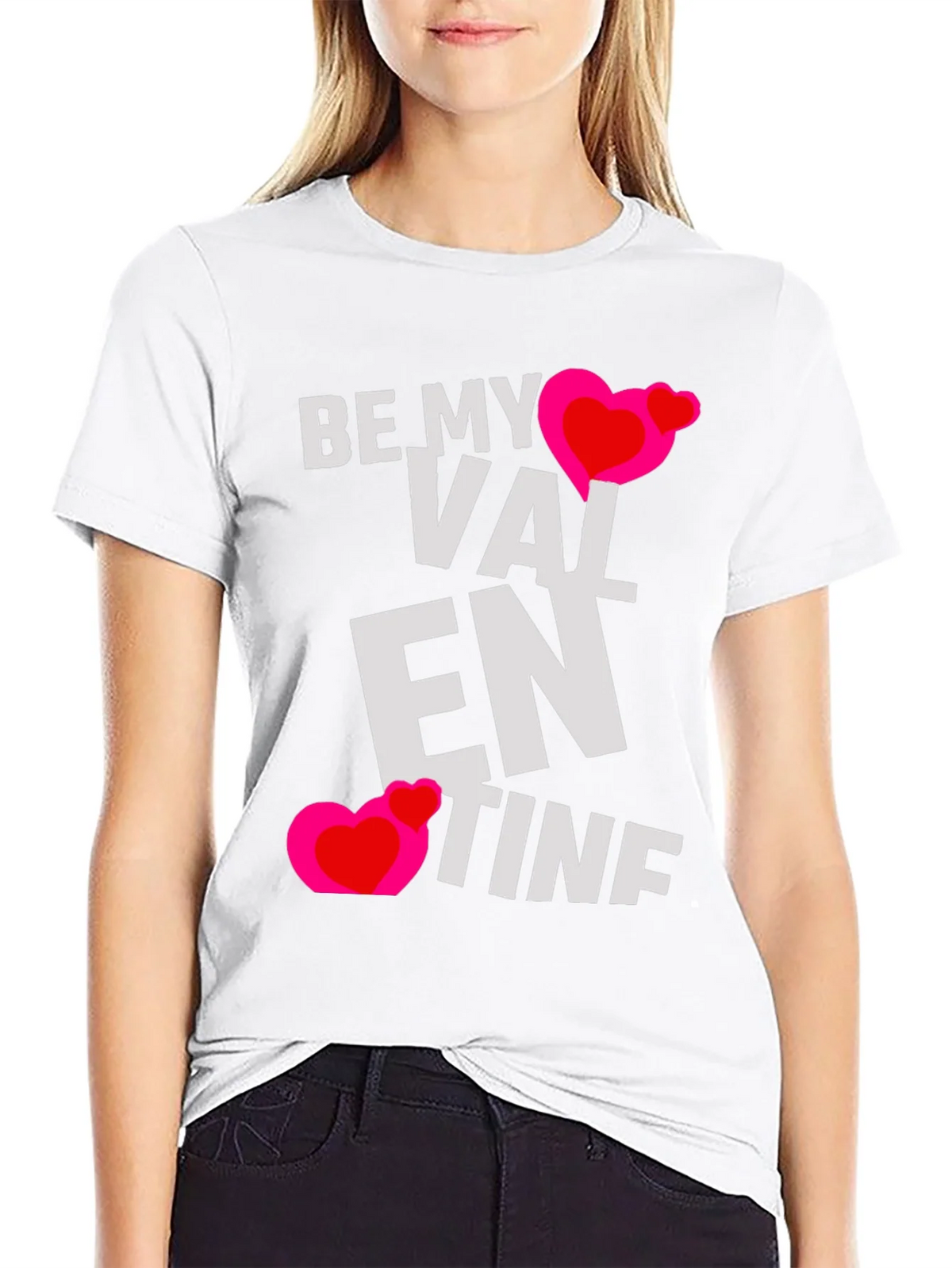 Be My Valentine Heart Graphic Black T-Shirt product image 8
