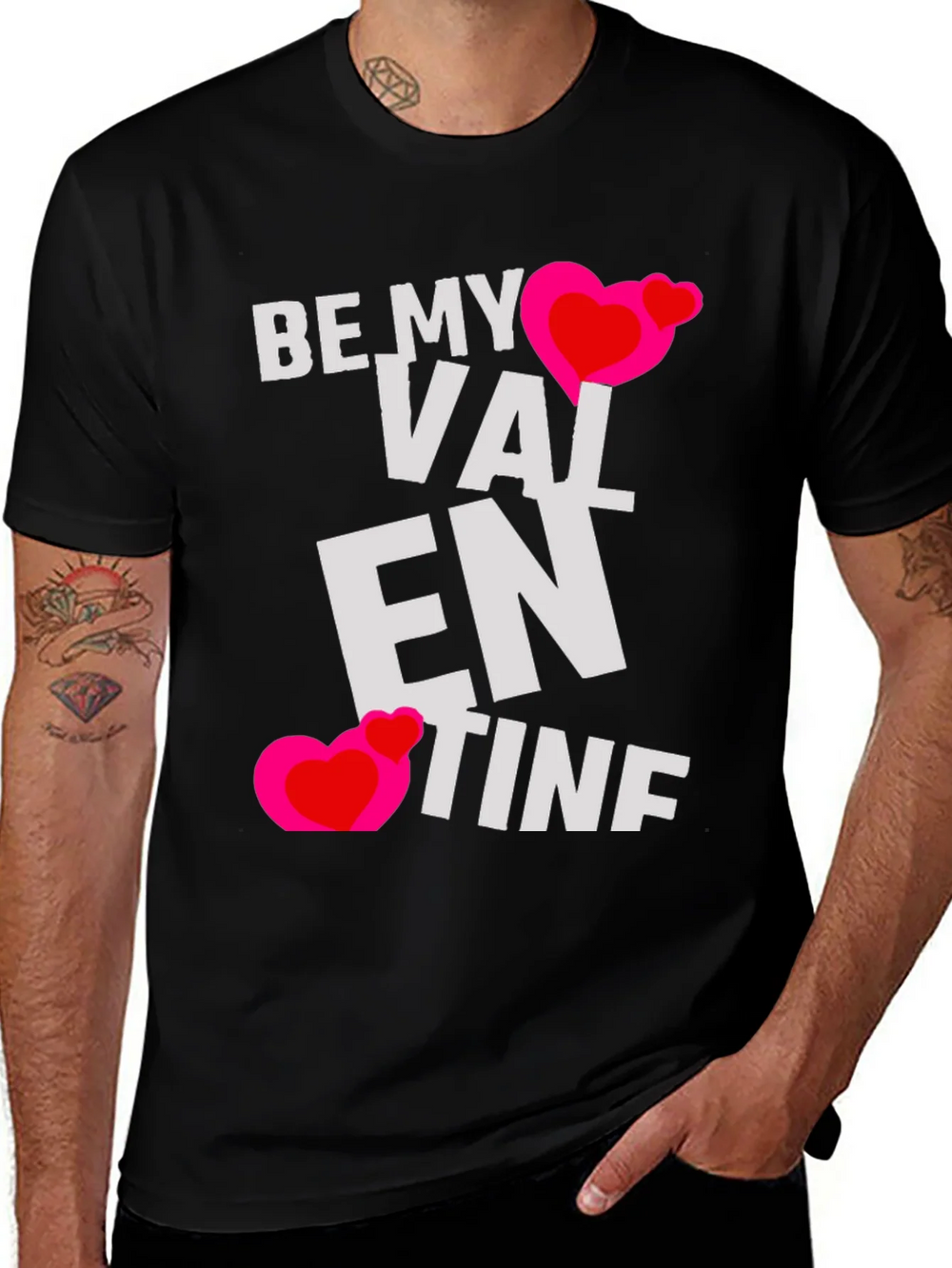 Be My Valentine Heart Graphic Black T-Shirt product image 1