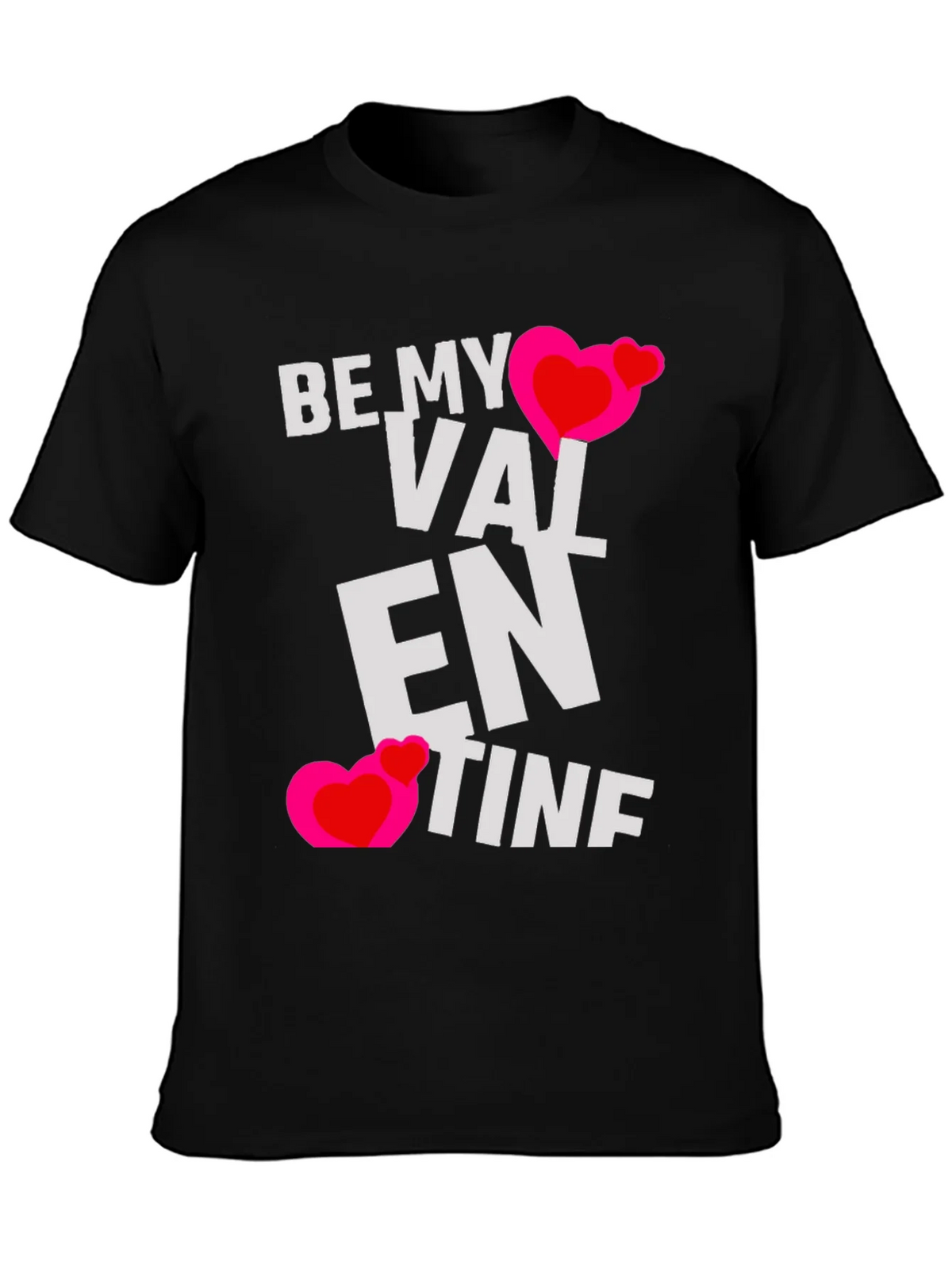 Be My Valentine Heart Graphic Black T-Shirt product image 3