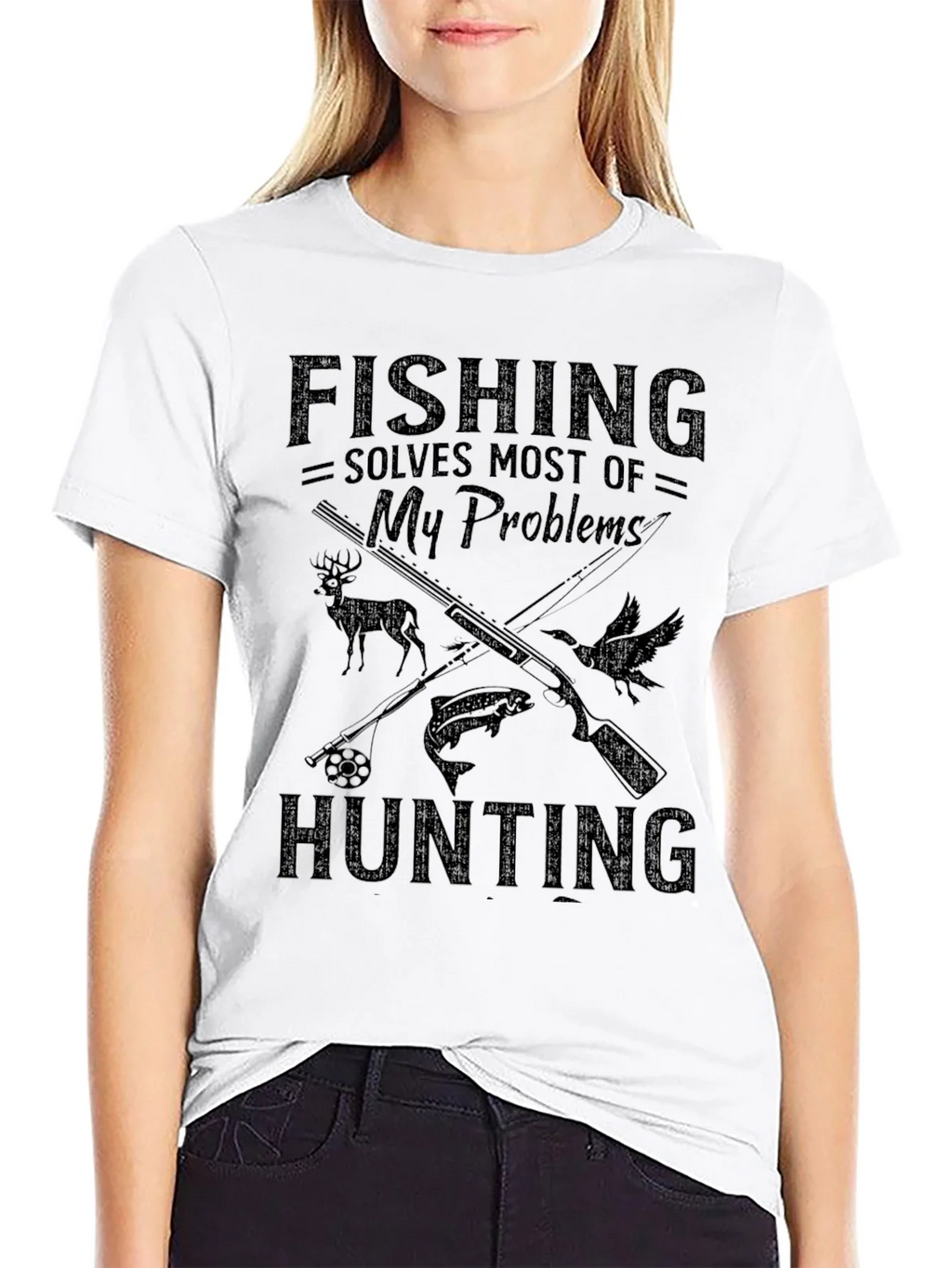 Fishing Hunting Solves My Problems T-Shirt product image 8