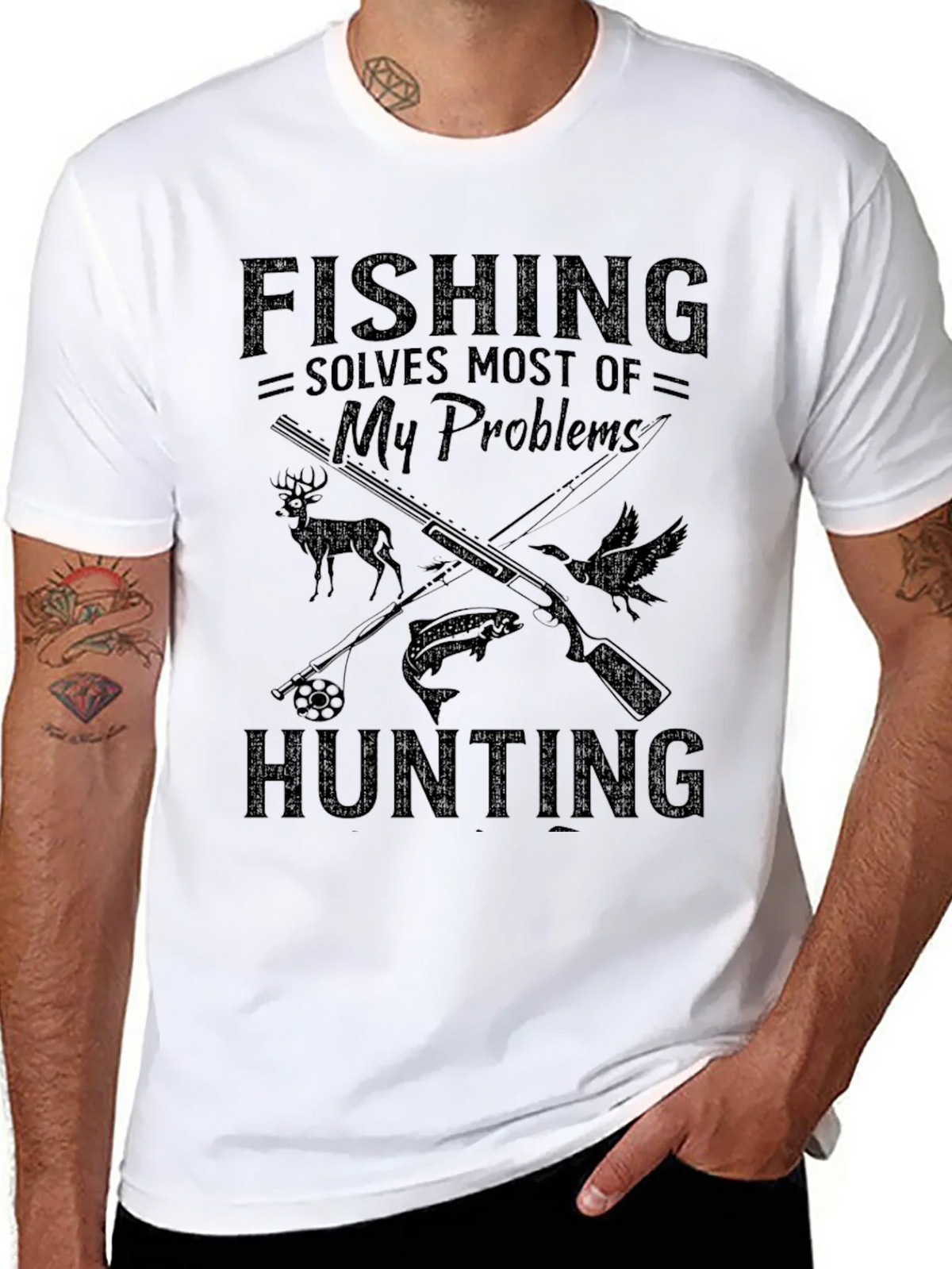 Fishing Hunting Solves My Problems T-Shirt product image 7
