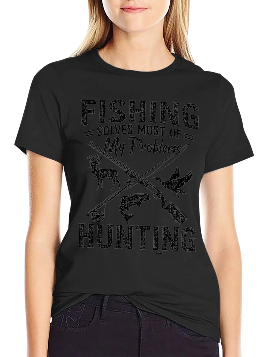 Fishing Hunting Solves My Problems T-Shirt product image 2