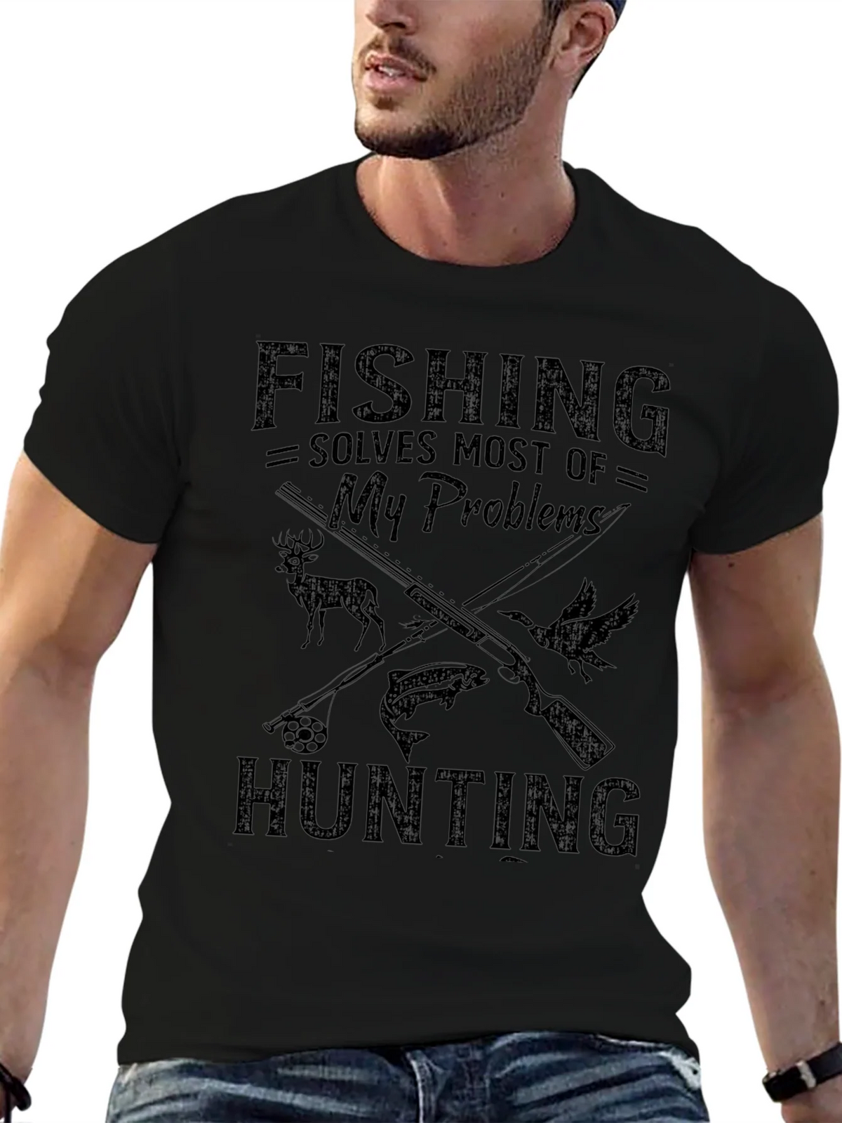 Fishing Hunting Solves My Problems T-Shirt product image 6