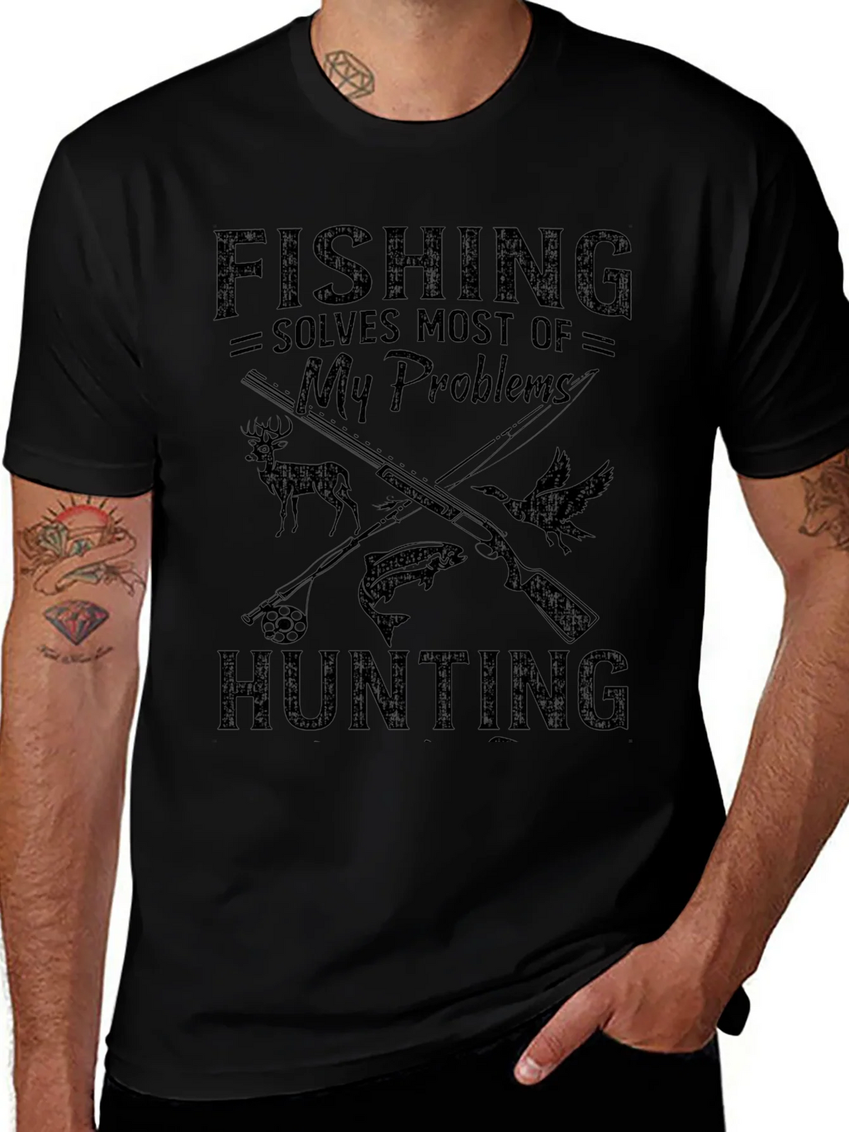 Fishing Hunting Solves My Problems T-Shirt product image 1