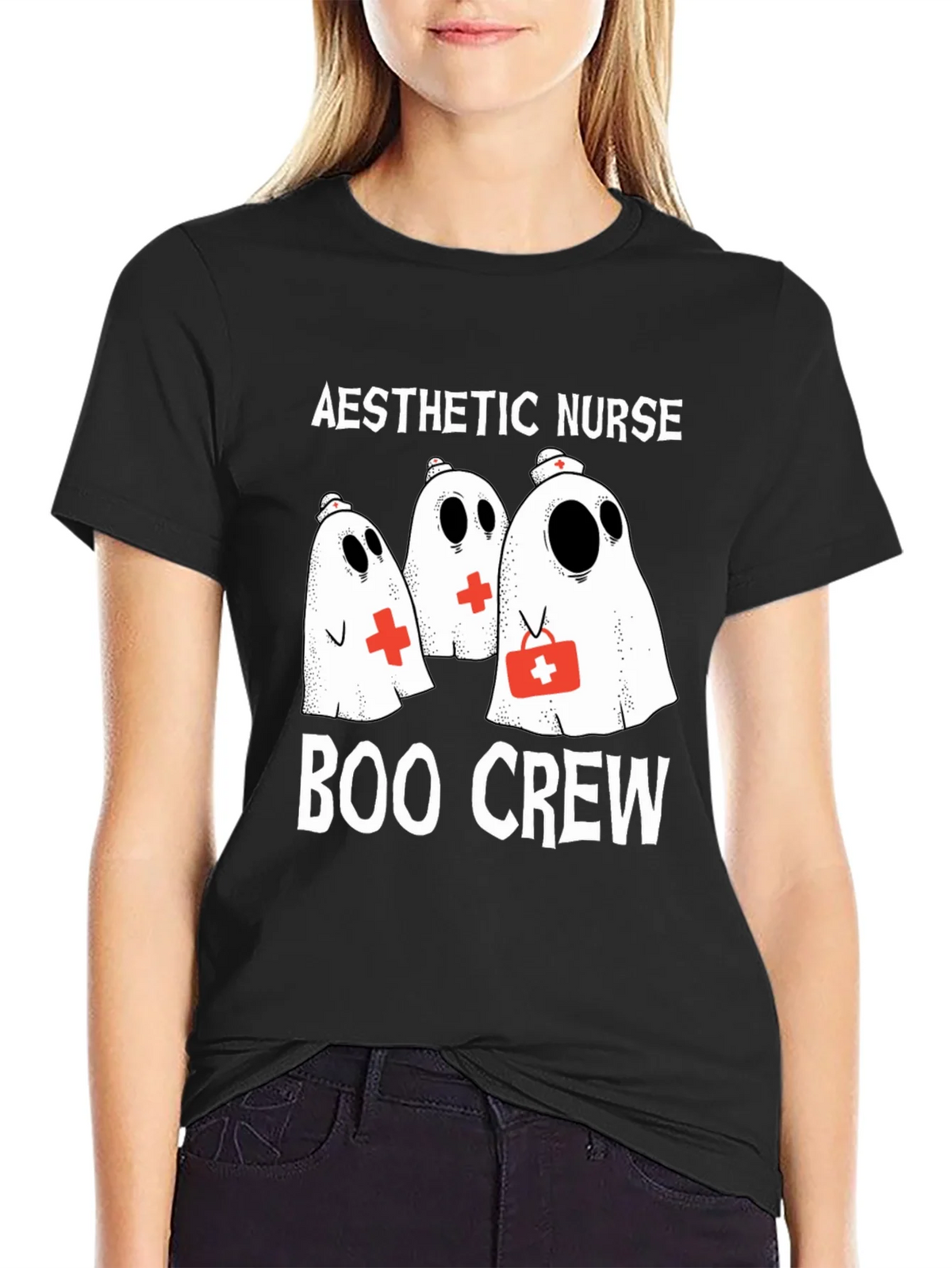 Aesthetic Nurse Boo Crew Halloween T-Shirt product image 2