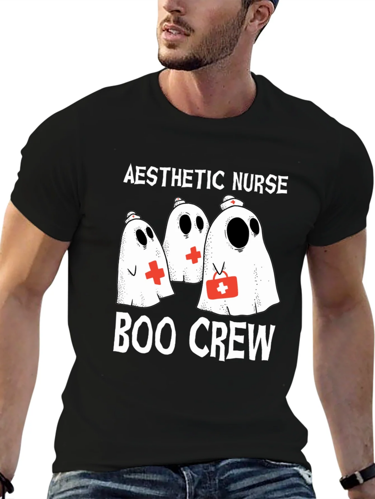 Aesthetic Nurse Boo Crew Halloween T-Shirt product image 6
